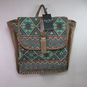 EUC Myra Bag Geometric Recycled Canvas Backpack Amazon.com | Myra Bag Old Howard Upcycled Canvas Backpack S  main image 4